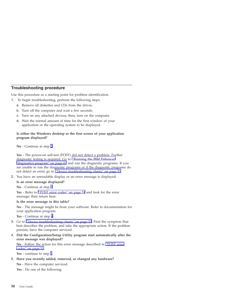 Troubleshooting procedure | IBM NETVISTA X40 6643 User Manual | Page 66 / 120