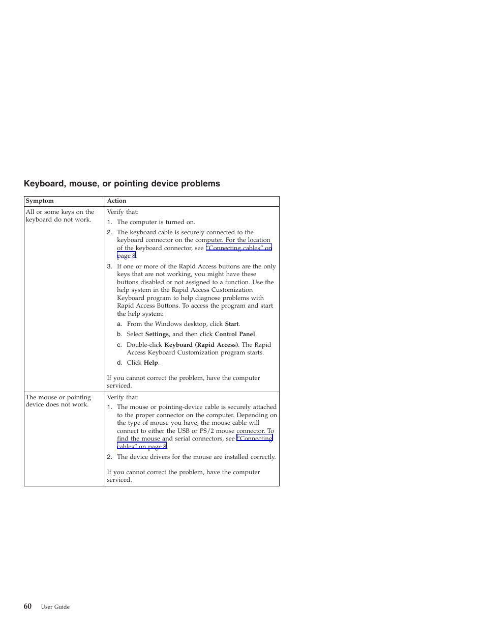 Keyboard, mouse, or pointing device problems | IBM NETVISTA X40 6643 User Manual | Page 76 / 120