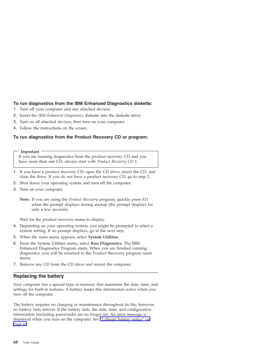 Replacing the battery | IBM NETVISTA X40 6643 User Manual | Page 84 / 120
