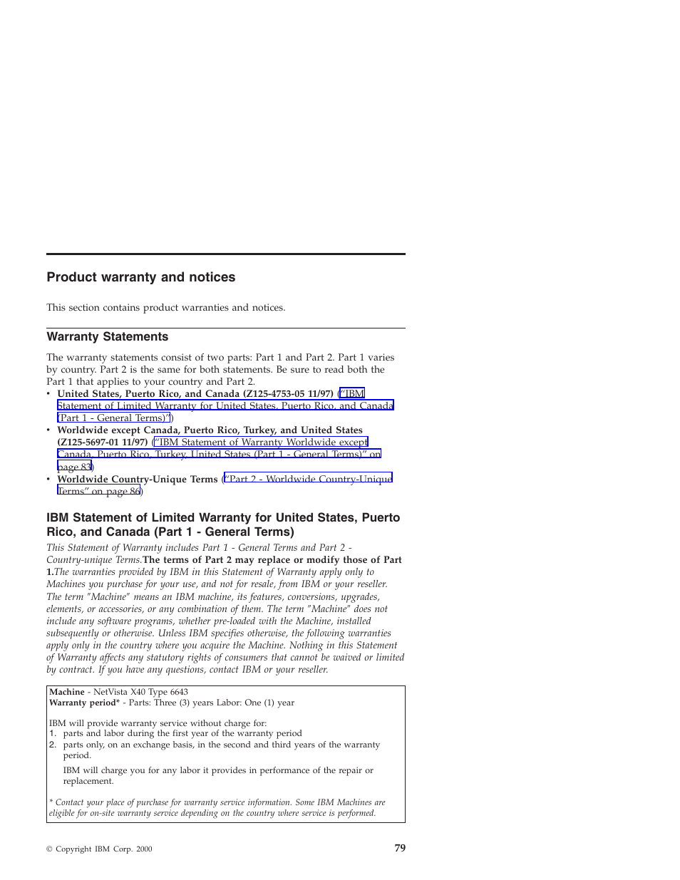 Product warranty and notices, Warranty statements, Canada (part 1 - general terms) | IBM NETVISTA X40 6643 User Manual | Page 95 / 120