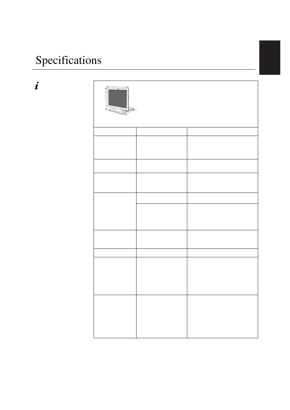 Specifications | IBM L200p User Manual | Page 27 / 30