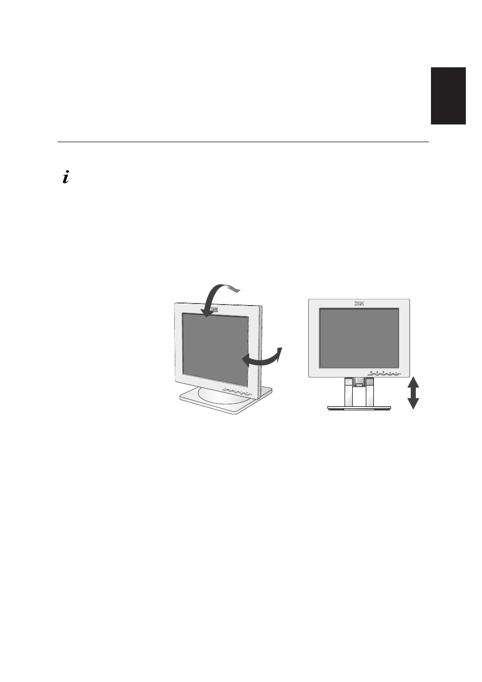 Adjusting the monitor position | IBM L200p User Manual | Page 7 / 30