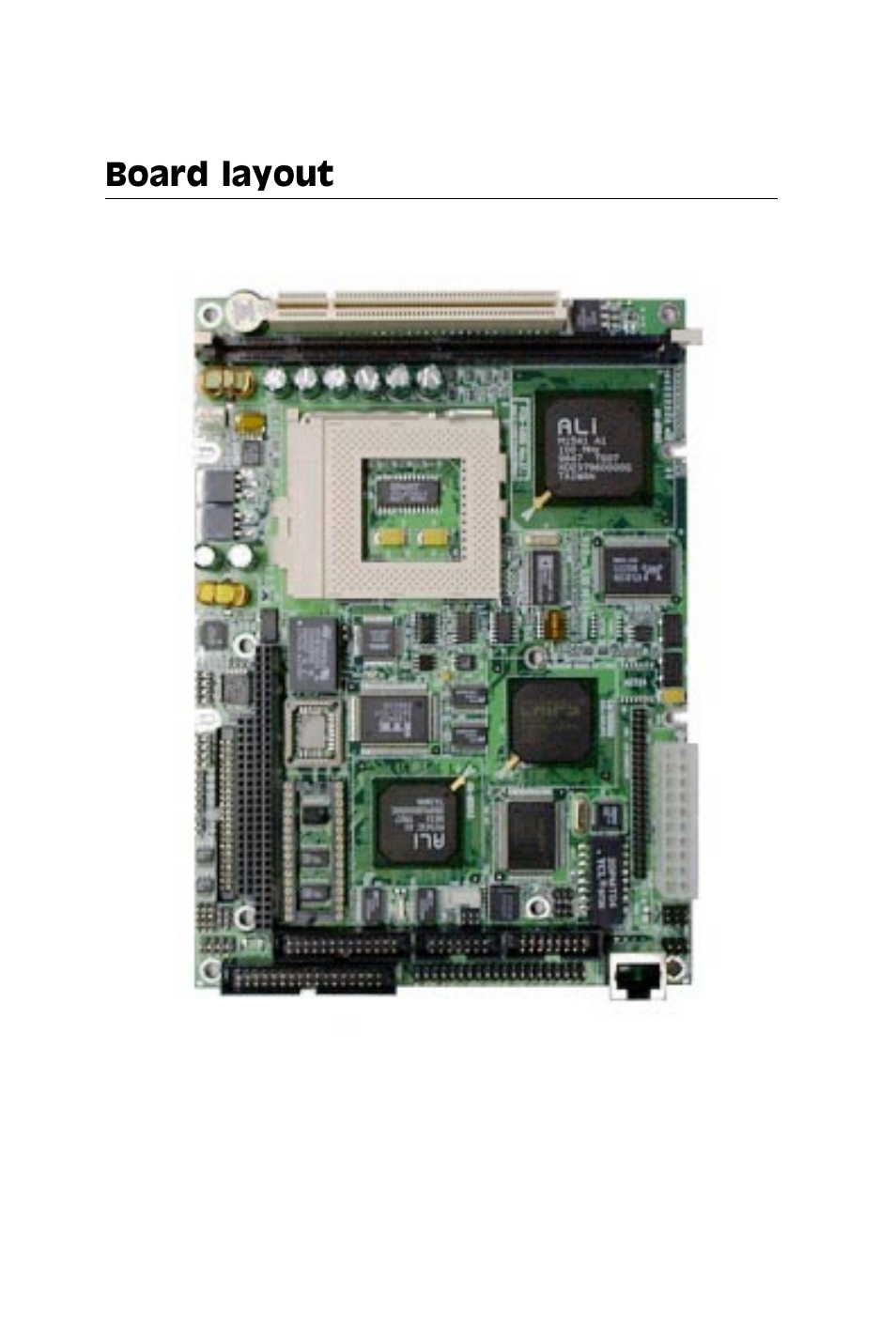 Board layout | IBM All-in-One Super7 Single Board Computer PCM-5896 User Manual | Page 19 / 128