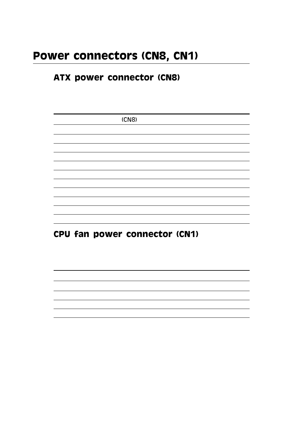 Power connectors (cn8, cn1), Atx power connector (cn8), Cpu fan power connector (cn1) | IBM All-in-One Super7 Single Board Computer PCM-5896 User Manual | Page 37 / 128
