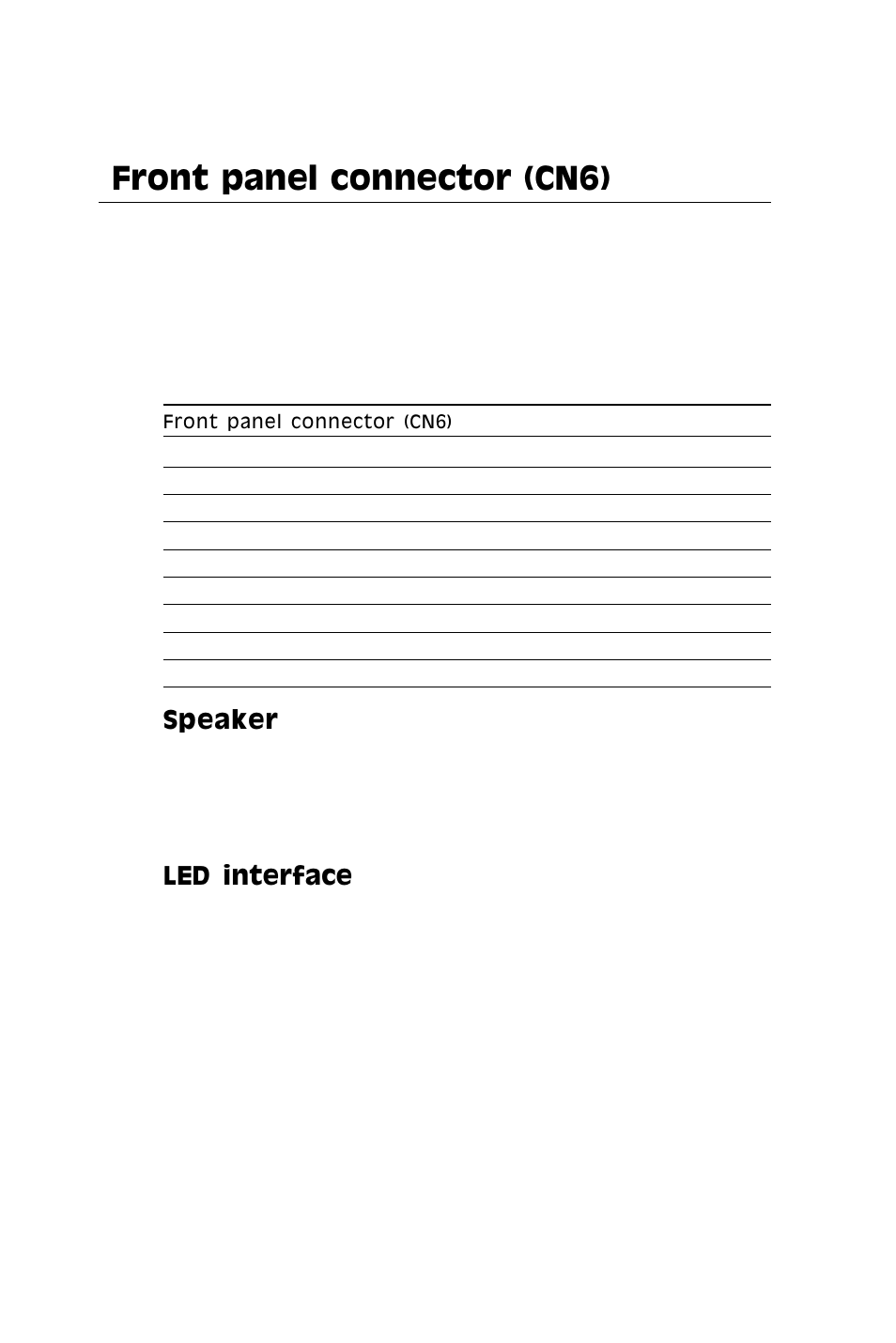 Front panel connector (cn6), Speaker, Led interface | IBM All-in-One Super7 Single Board Computer PCM-5896 User Manual | Page 41 / 128