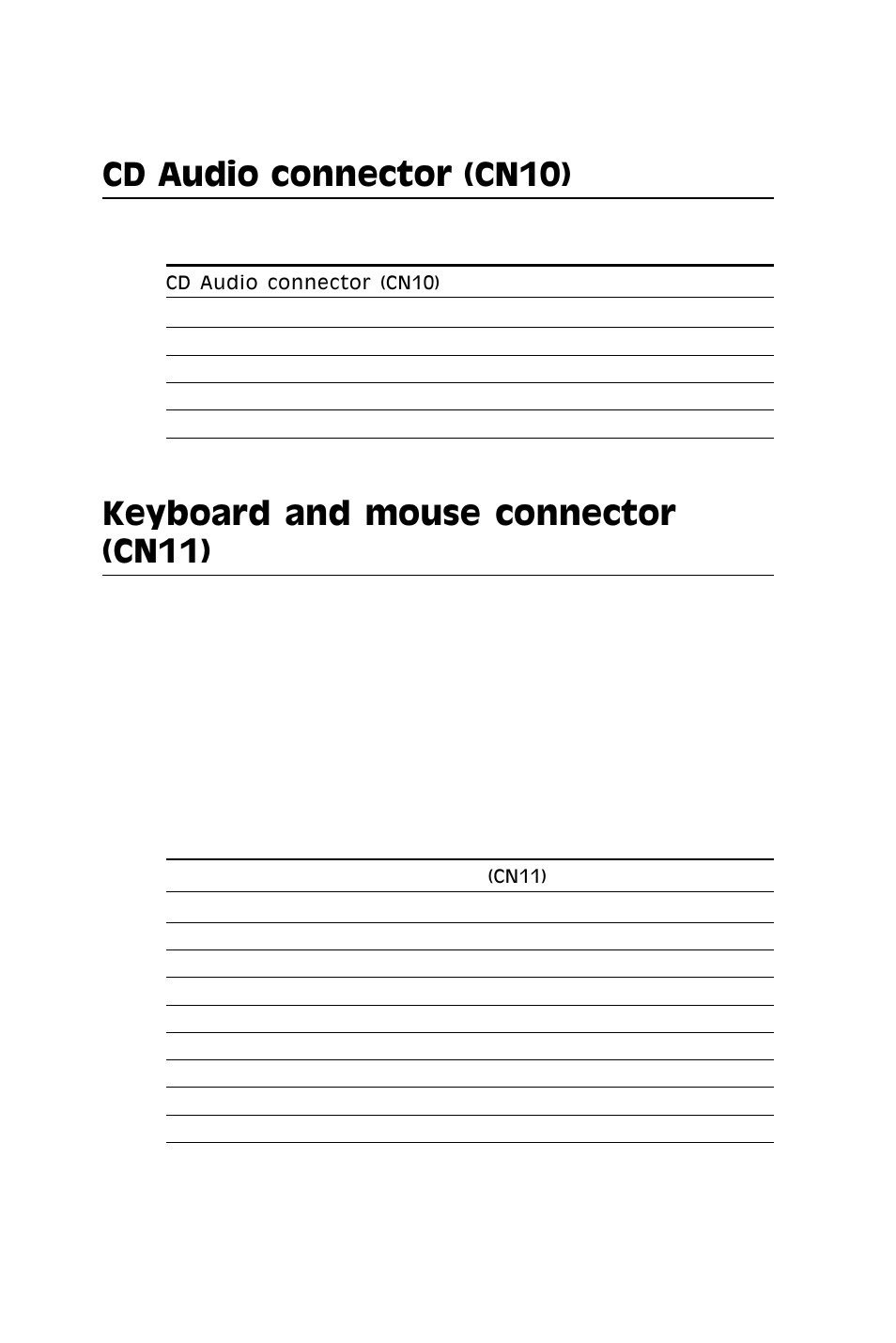 Cd audio connector (cn10), Keyboard and mouse connector (cn11) | IBM All-in-One Super7 Single Board Computer PCM-5896 User Manual | Page 45 / 128
