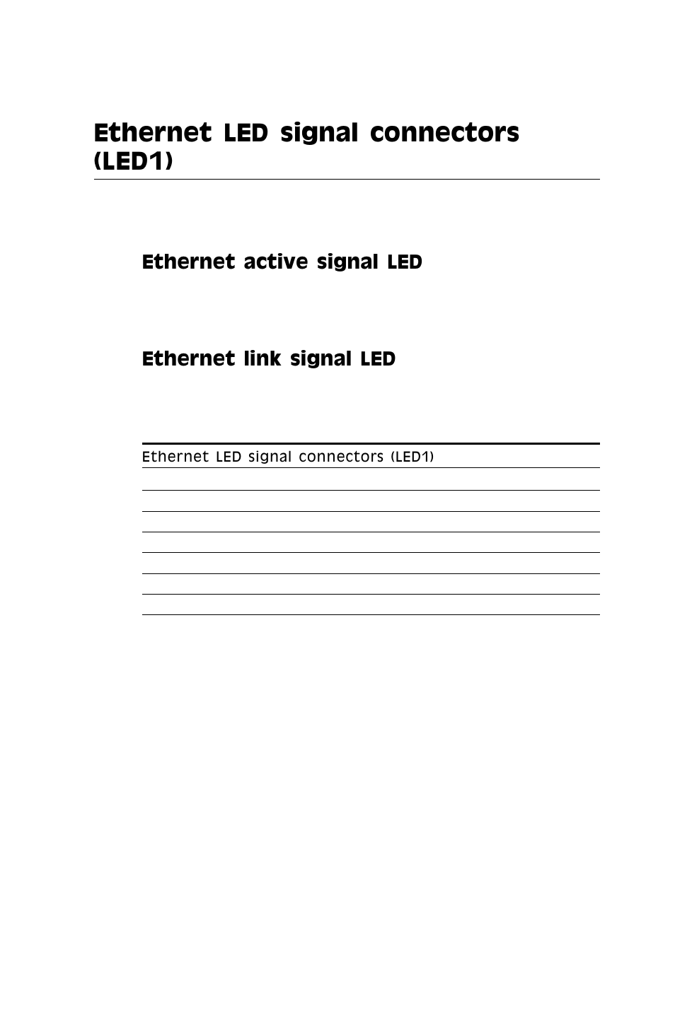Ethernet led signal connectors (led1), Ethernet active signal led, Ethernet link signal led | IBM All-in-One Super7 Single Board Computer PCM-5896 User Manual | Page 52 / 128