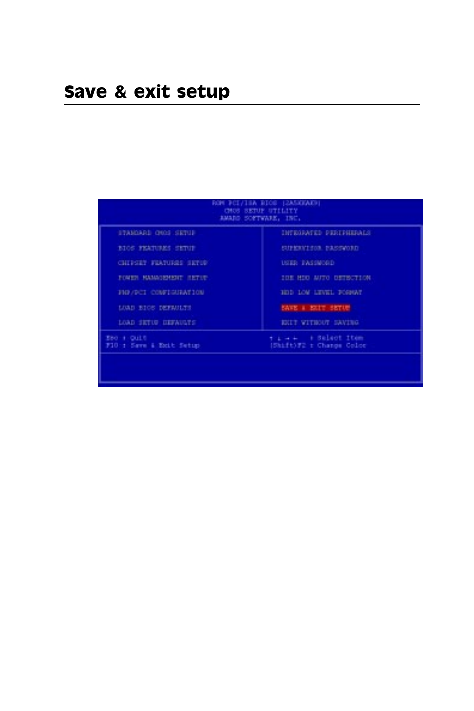 Save & exit setup | IBM All-in-One Super7 Single Board Computer PCM-5896 User Manual | Page 90 / 128