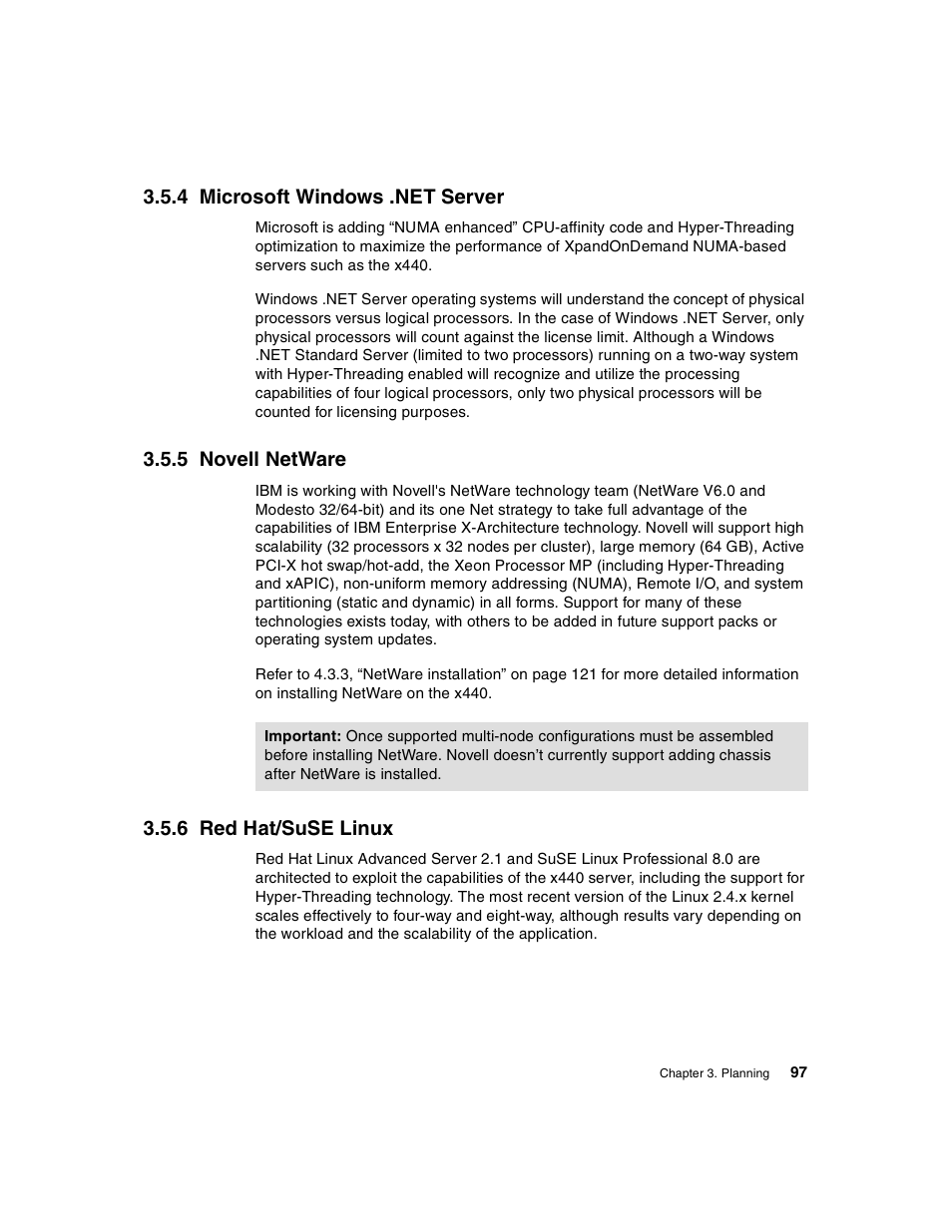 4 microsoft windows .net server, 5 novell netware, 6 red hat/suse linux | IBM 440 User Manual | Page 111 / 202