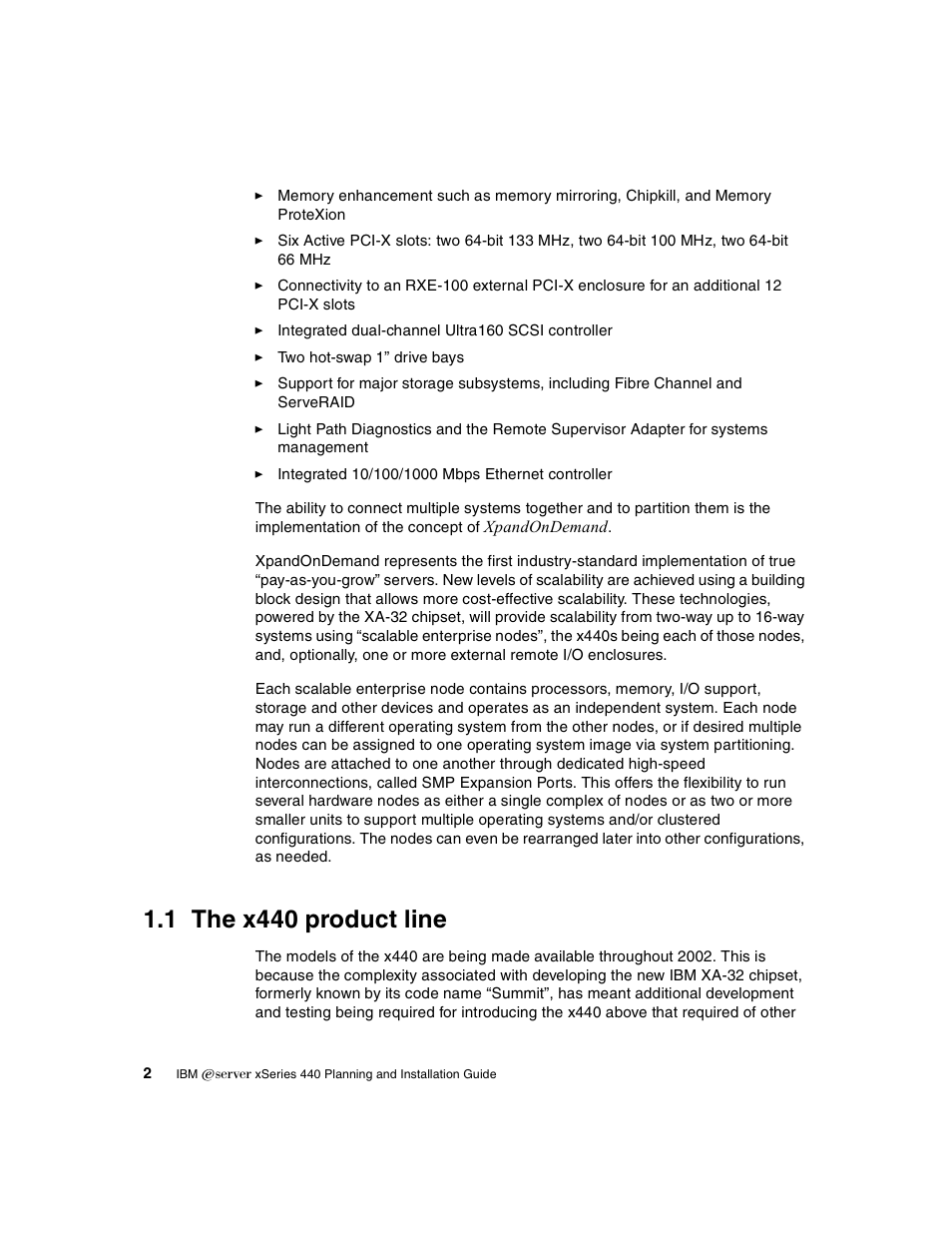 1 the x440 product line | IBM 440 User Manual | Page 16 / 202