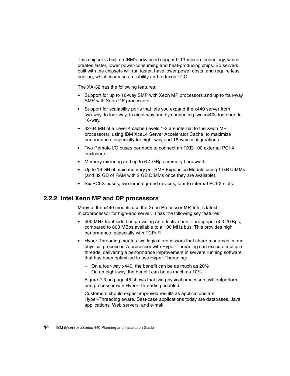 2 intel xeon mp and dp processors | IBM 440 User Manual | Page 58 / 202