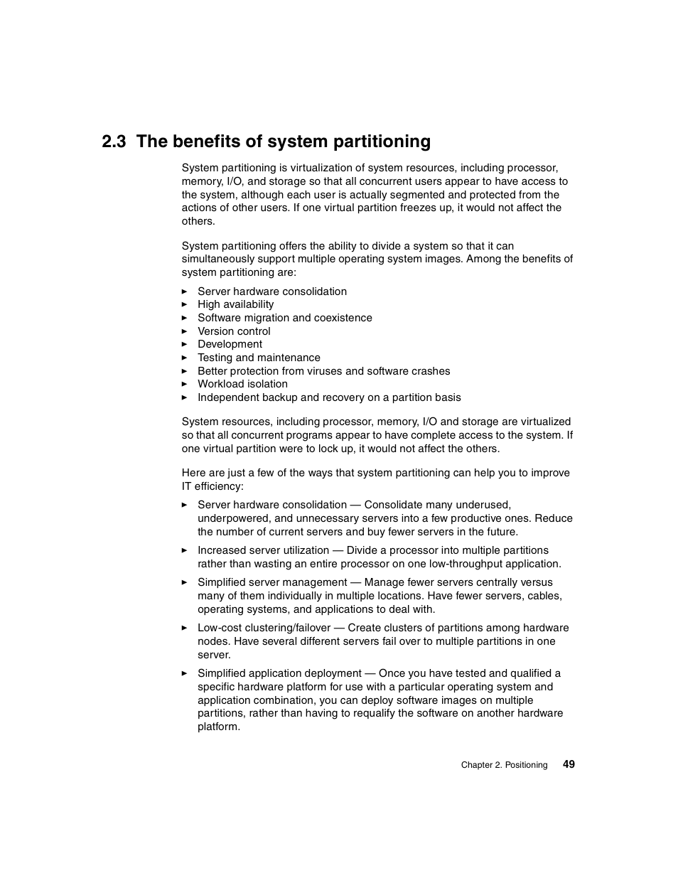 3 the benefits of system partitioning, The benefits of system partitioning | IBM 440 User Manual | Page 63 / 202