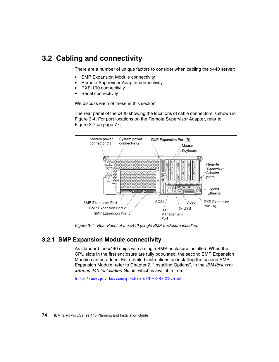 2 cabling and connectivity, 1 smp expansion module connectivity, Cabling and connectivity | IBM 440 User Manual | Page 88 / 202