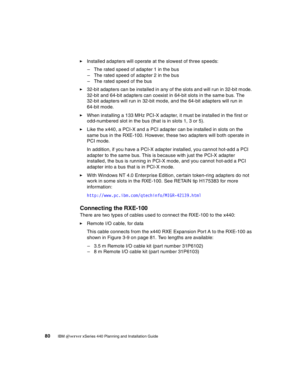 Connecting the rxe-100 | IBM 440 User Manual | Page 94 / 202