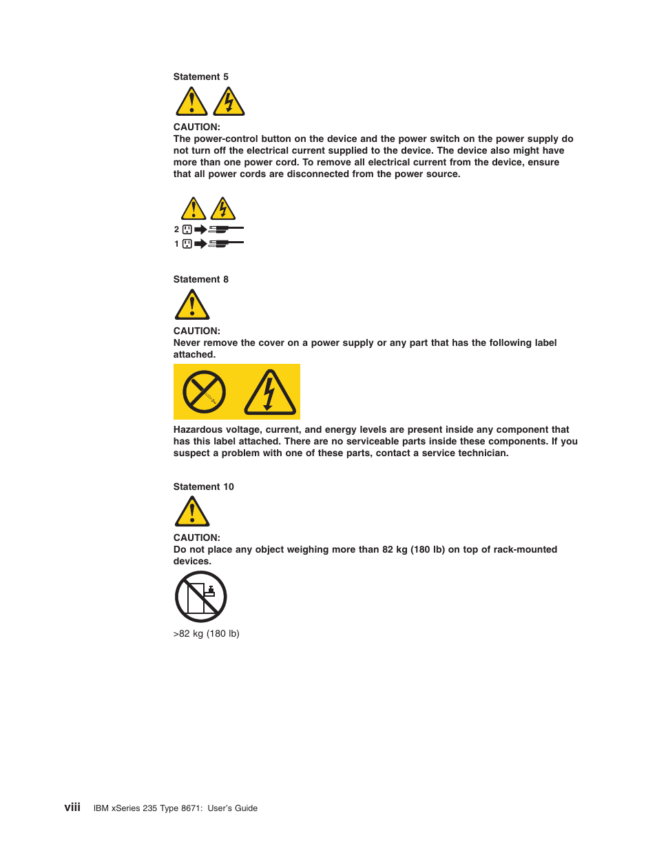 Viii | IBM xSeries 235 User Manual | Page 10 / 66
