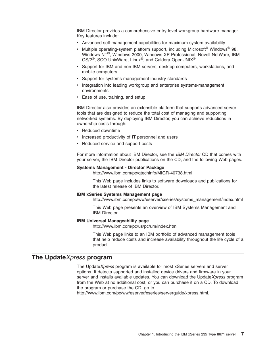 The updatexpress program, Update xpress, Program | IBM xSeries 235 User Manual | Page 19 / 66