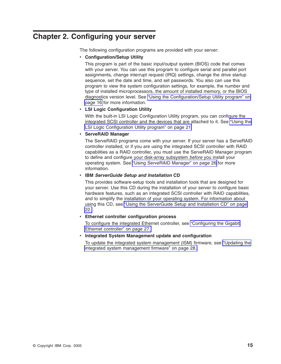 Chapter 2. configuring your server, Chapter, Configuring | Your, Server | IBM xSeries 235 User Manual | Page 27 / 66