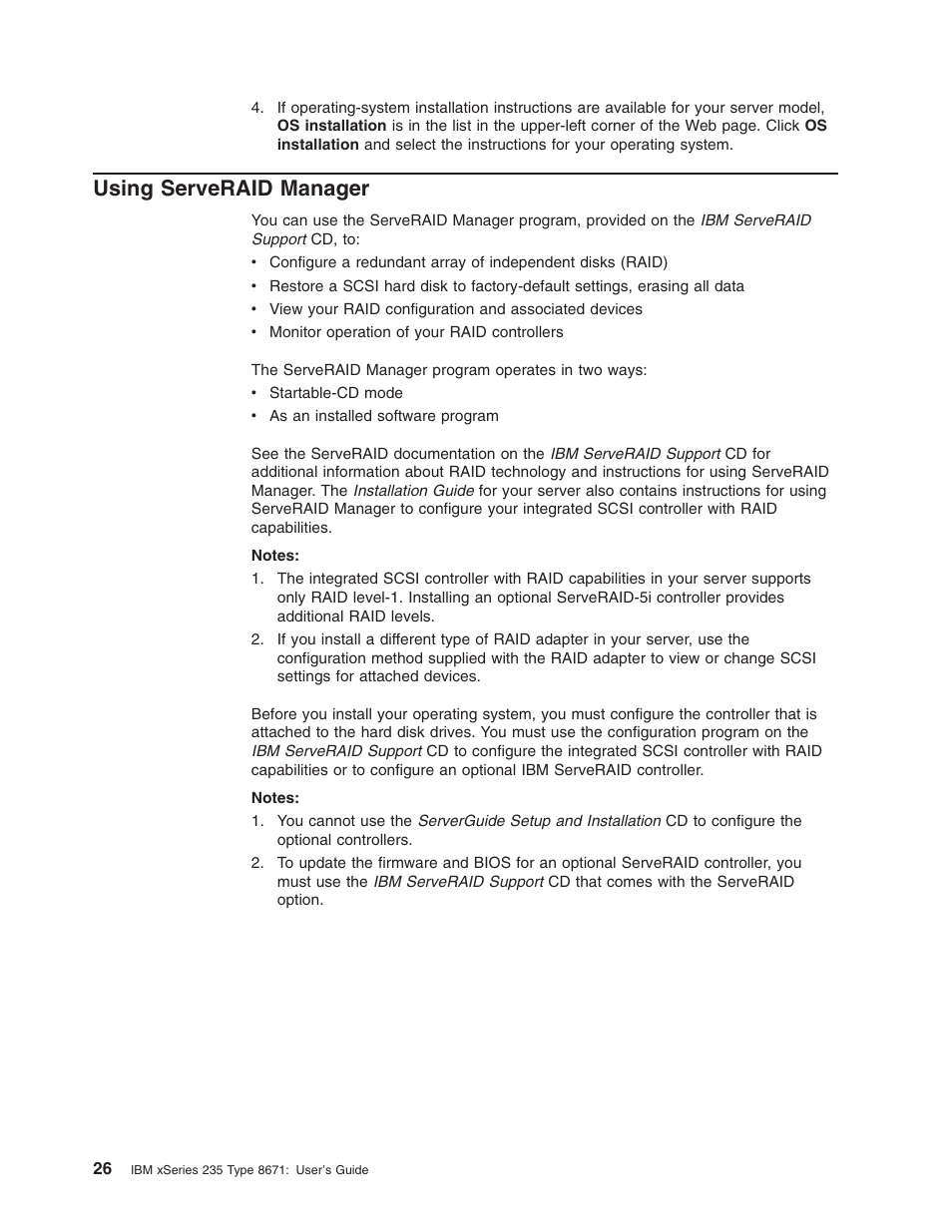 Using serveraid manager, Using, Serveraid | Manager | IBM xSeries 235 User Manual | Page 38 / 66