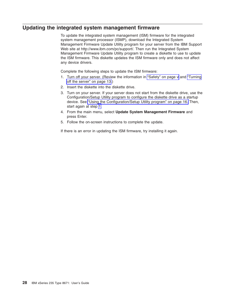 Updating the integrated system management firmware, Updating, Integrated | System, Management, Firmware | IBM xSeries 235 User Manual | Page 40 / 66