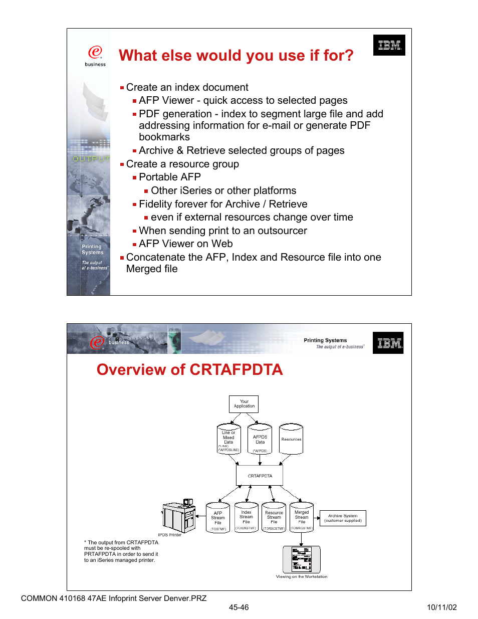 What else would you use if for, Overview of crtafpdta | IBM 47AE - 410168 User Manual | Page 23 / 27