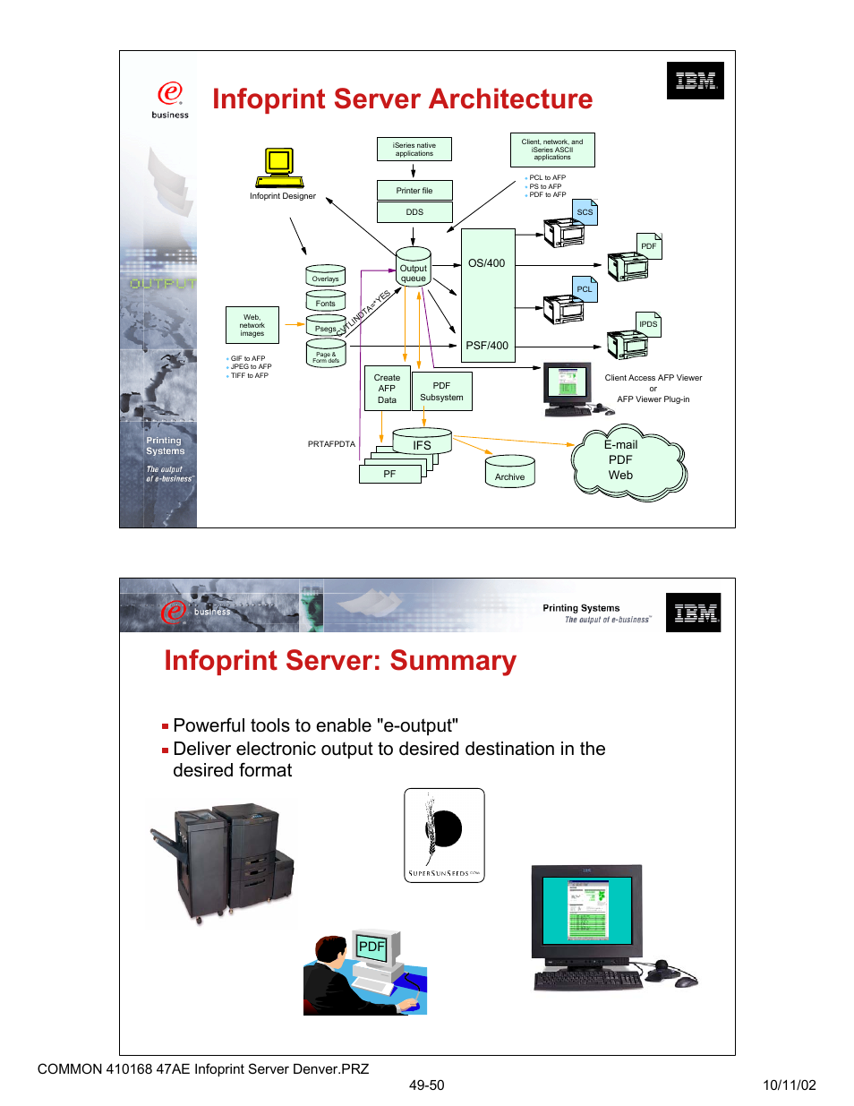 Infoprint server architecture, Infoprint server: summary | IBM 47AE - 410168 User Manual | Page 25 / 27