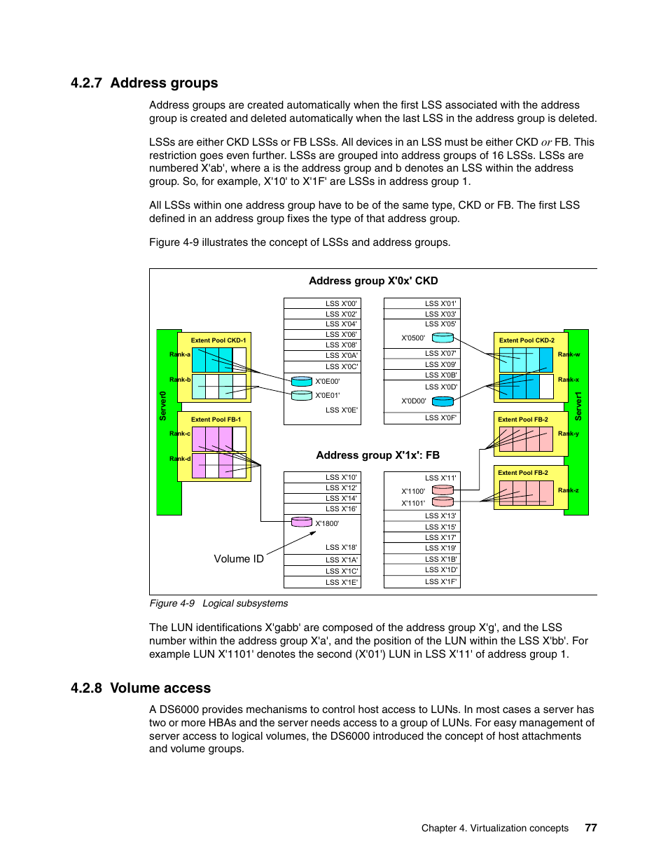 7 address groups, 8 volume access, 7 address groups 4.2.8 volume access | IBM TotalStorage DS6000 Series User Manual | Page 101 / 406