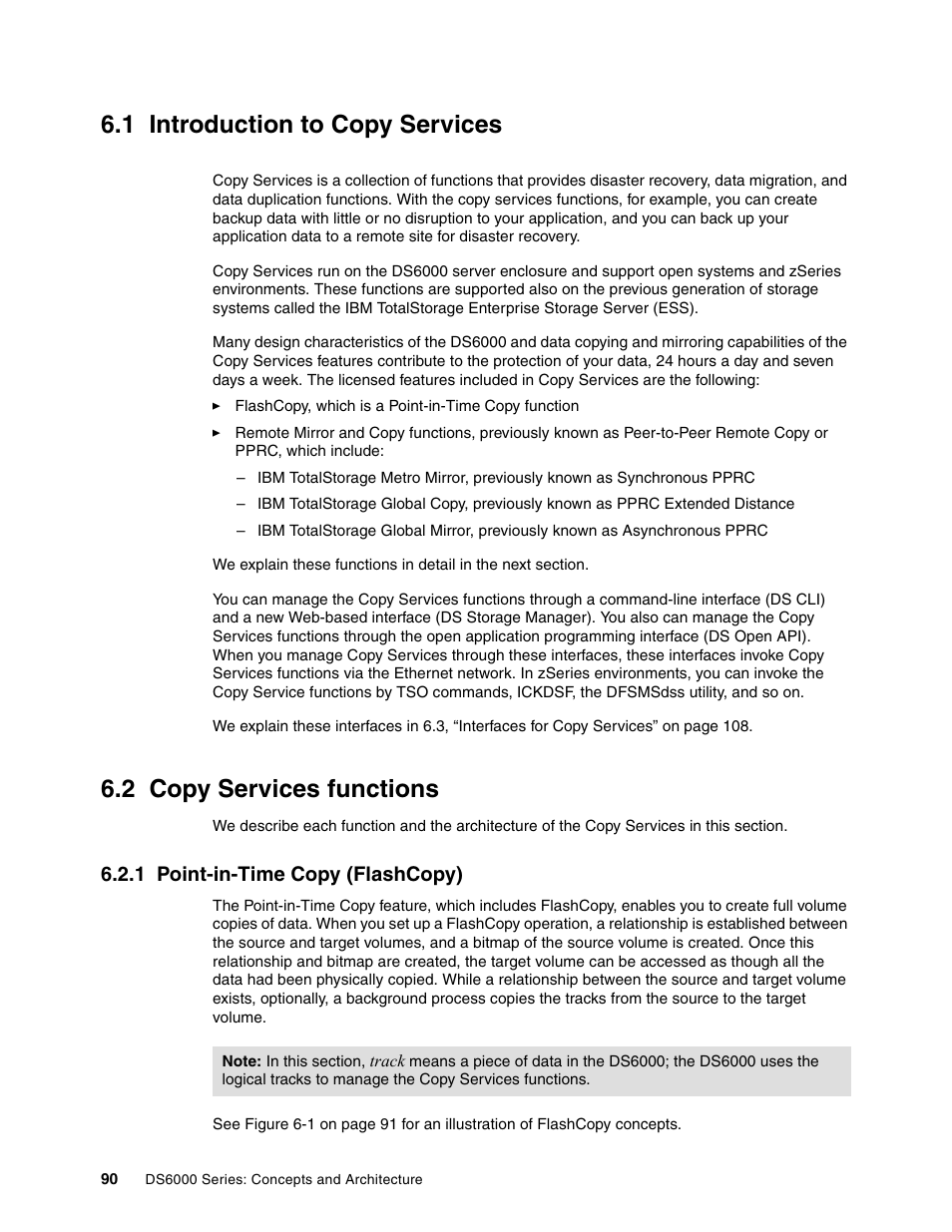 1 introduction to copy services, 2 copy services functions, 1 point-in-time copy (flashcopy) | IBM TotalStorage DS6000 Series User Manual | Page 114 / 406