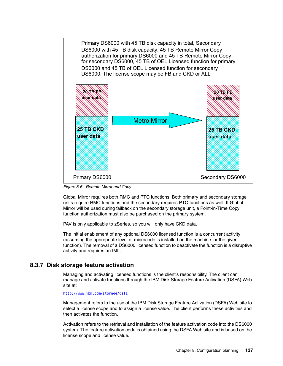 7 disk storage feature activation, Metro mirror | IBM TotalStorage DS6000 Series User Manual | Page 161 / 406