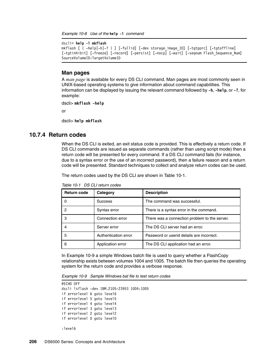 4 return codes, In example 10-8 | IBM TotalStorage DS6000 Series User Manual | Page 230 / 406
