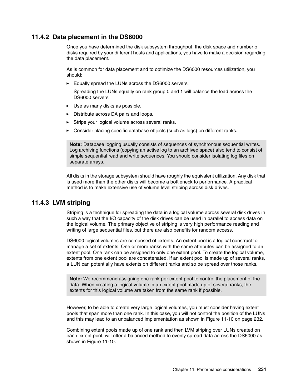 2 data placement in the ds6000, 3 lvm striping, 2 data placement in the ds6000 11.4.3 lvm striping | IBM TotalStorage DS6000 Series User Manual | Page 255 / 406