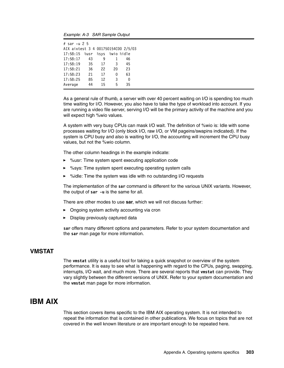 Vmstat, Ibm aix | IBM TotalStorage DS6000 Series User Manual | Page 327 / 406