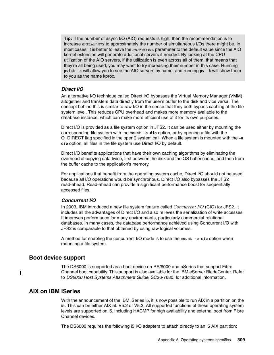 Boot device support, Aix on ibm iseries, Boot device support aix on ibm iseries | IBM TotalStorage DS6000 Series User Manual | Page 333 / 406