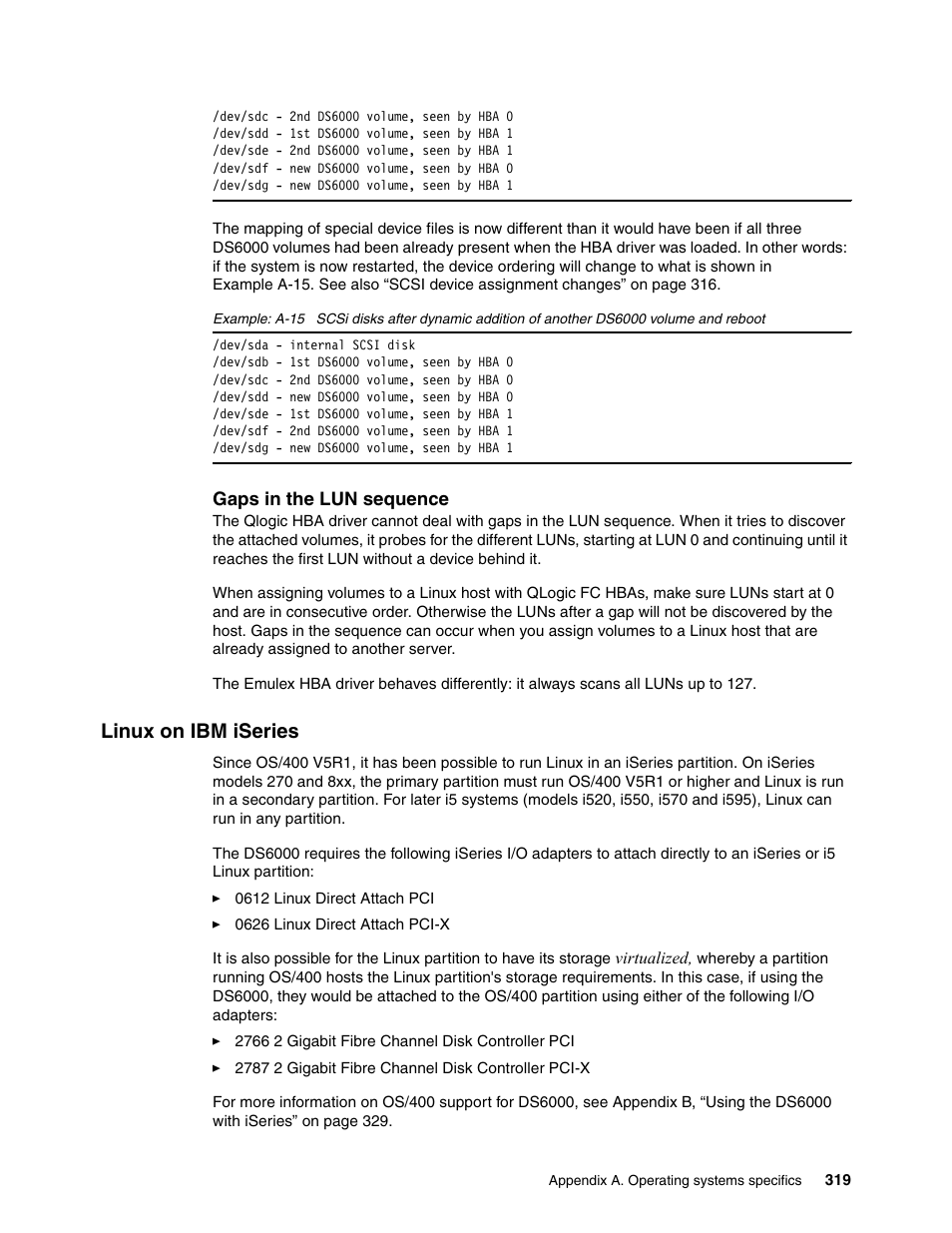 Linux on ibm iseries | IBM TotalStorage DS6000 Series User Manual | Page 343 / 406