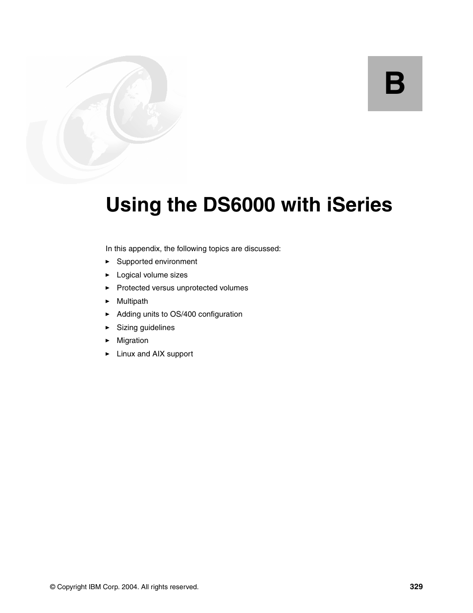 Appendix b. using the ds6000 with iseries, Using the ds6000 with iseries | IBM TotalStorage DS6000 Series User Manual | Page 353 / 406