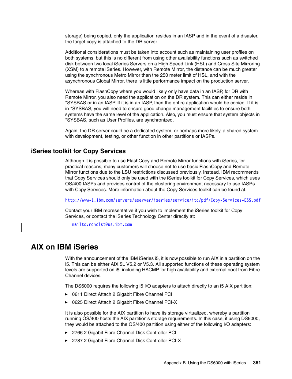 Iseries toolkit for copy services, Aix on ibm iseries | IBM TotalStorage DS6000 Series User Manual | Page 385 / 406