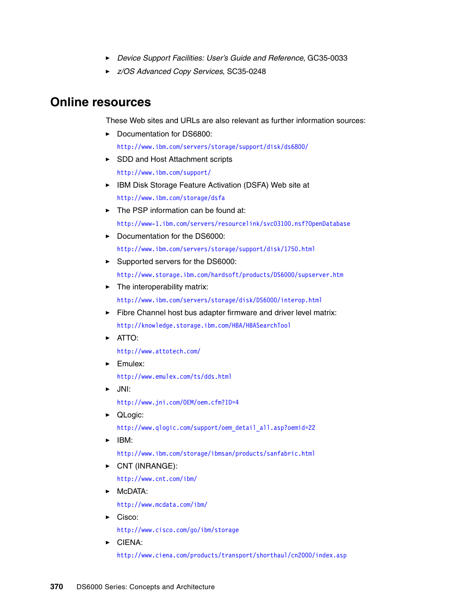 Online resources | IBM TotalStorage DS6000 Series User Manual | Page 394 / 406