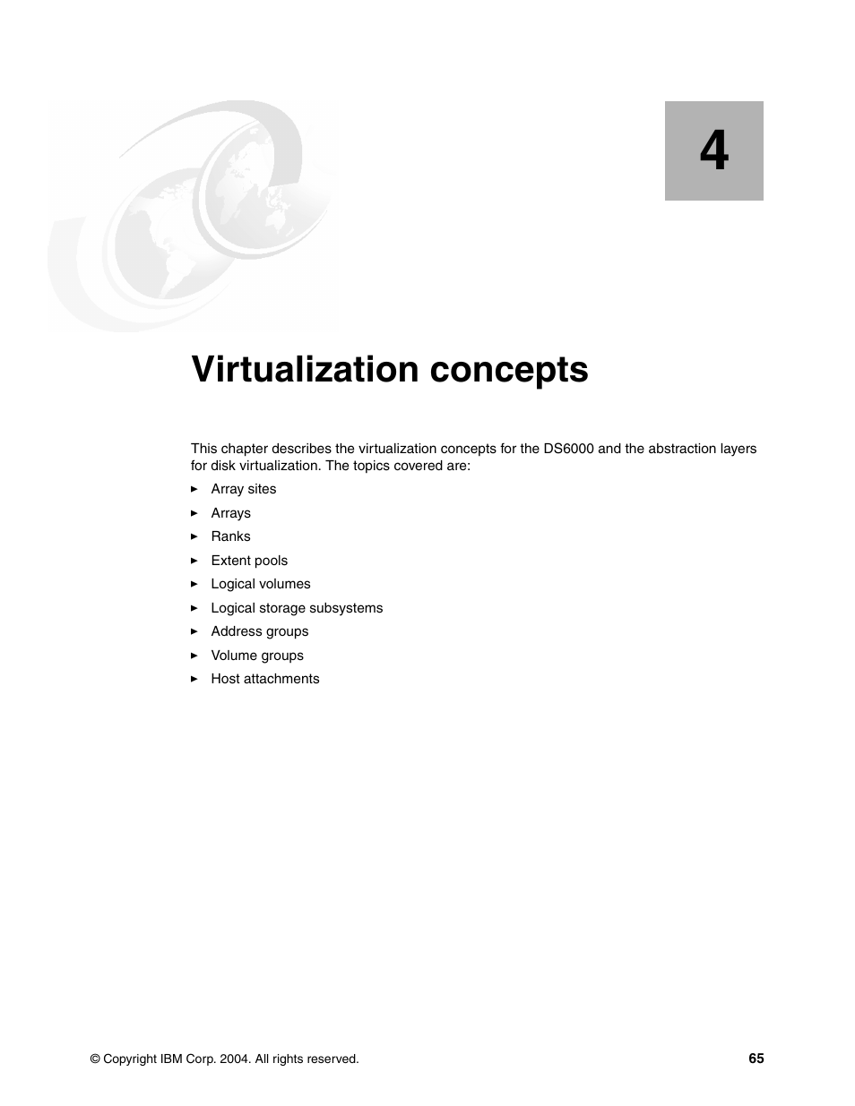 Chapter 4. virtualization concepts, Virtualization concepts | IBM TotalStorage DS6000 Series User Manual | Page 89 / 406