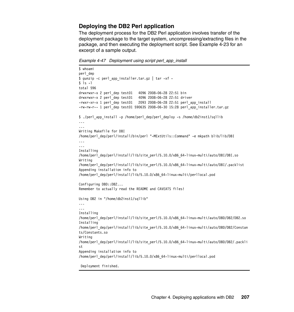 Deploying the db2 perl application | IBM Data Server DB2 User Manual | Page 221 / 298