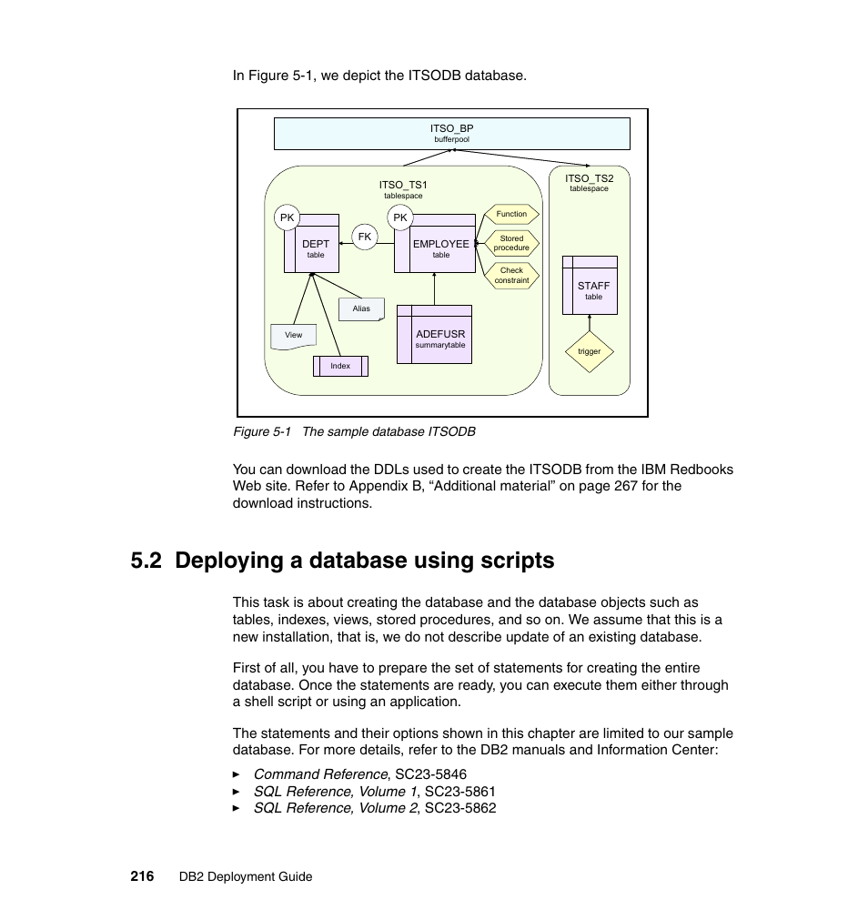 2 deploying a database using scripts | IBM Data Server DB2 User Manual | Page 230 / 298