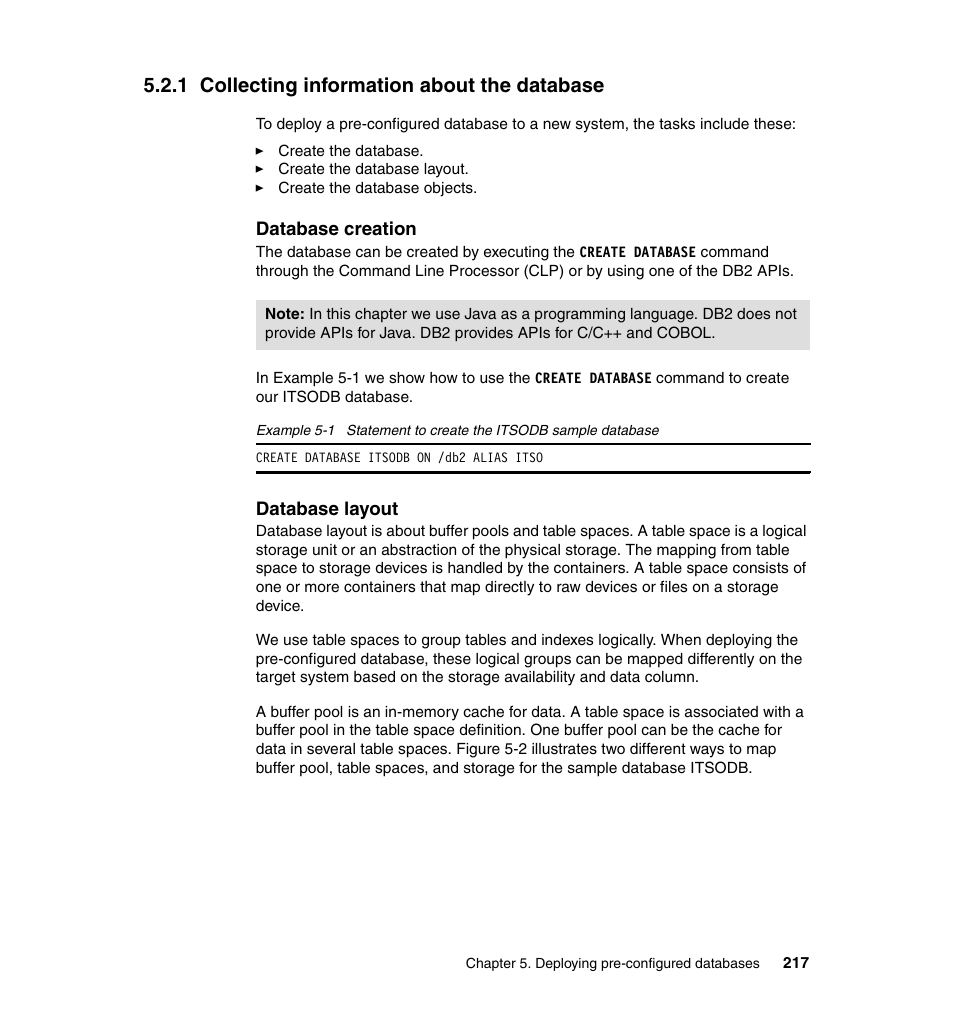 1 collecting information about the database | IBM Data Server DB2 User Manual | Page 231 / 298