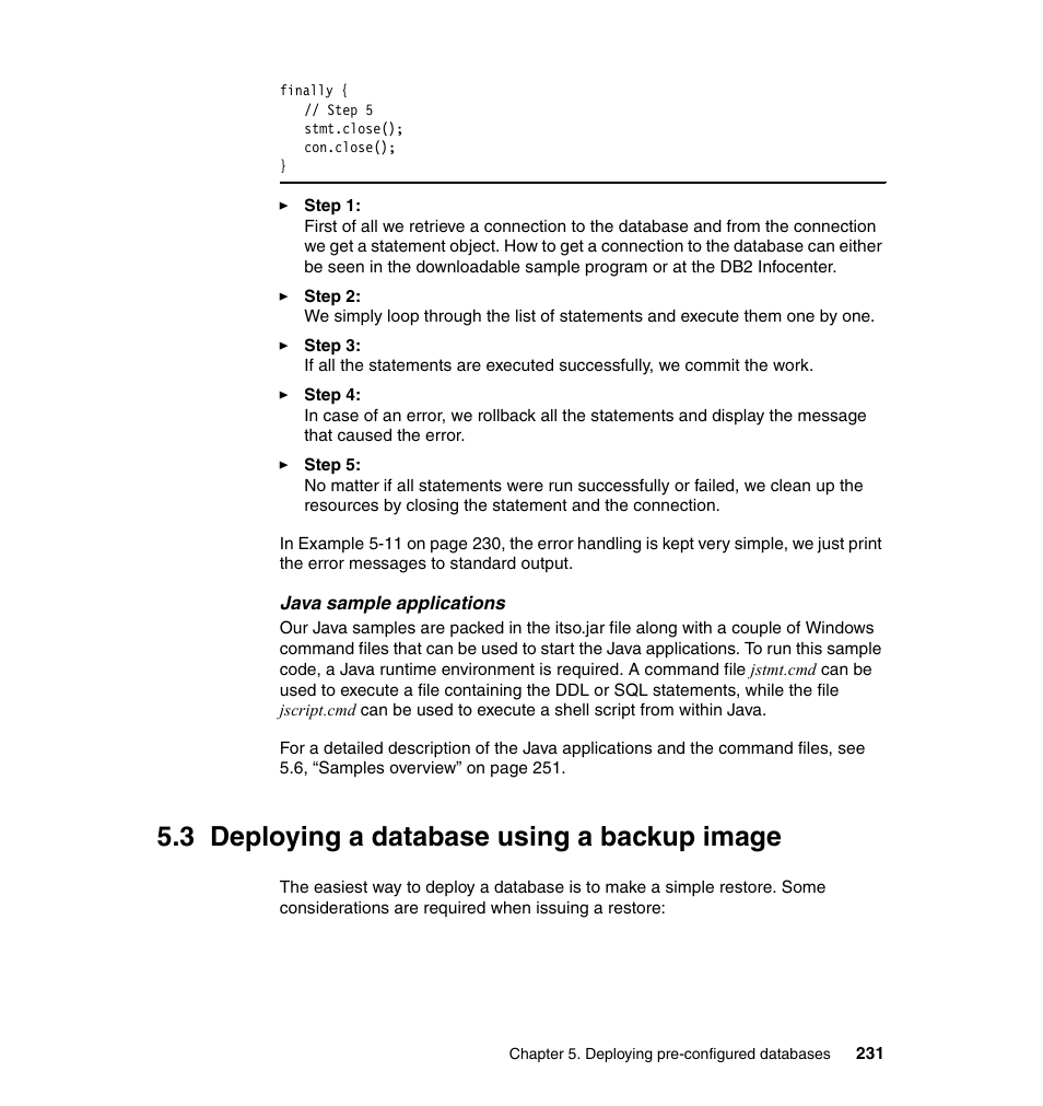 3 deploying a database using a backup image | IBM Data Server DB2 User Manual | Page 245 / 298