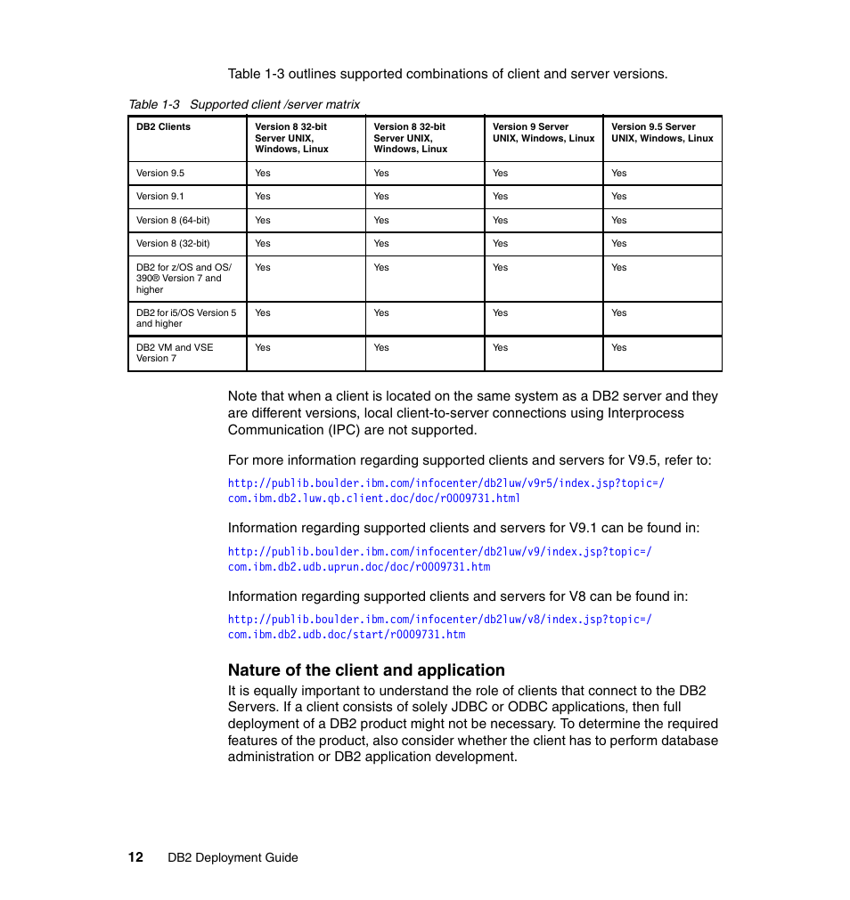 Nature of the client and application | IBM Data Server DB2 User Manual | Page 26 / 298