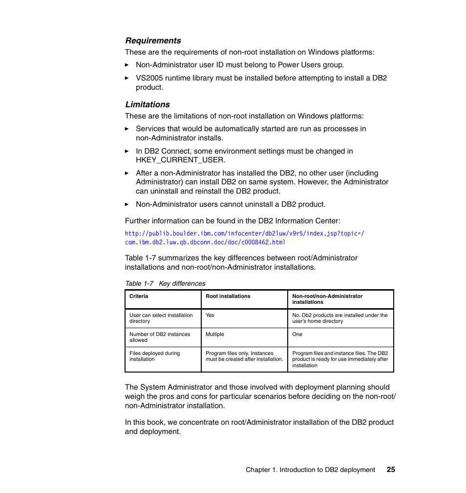 Requirements, Limitations | IBM Data Server DB2 User Manual | Page 39 / 298