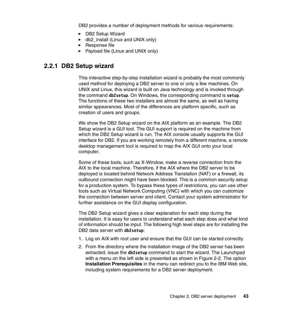 1 db2 setup wizard | IBM Data Server DB2 User Manual | Page 57 / 298
