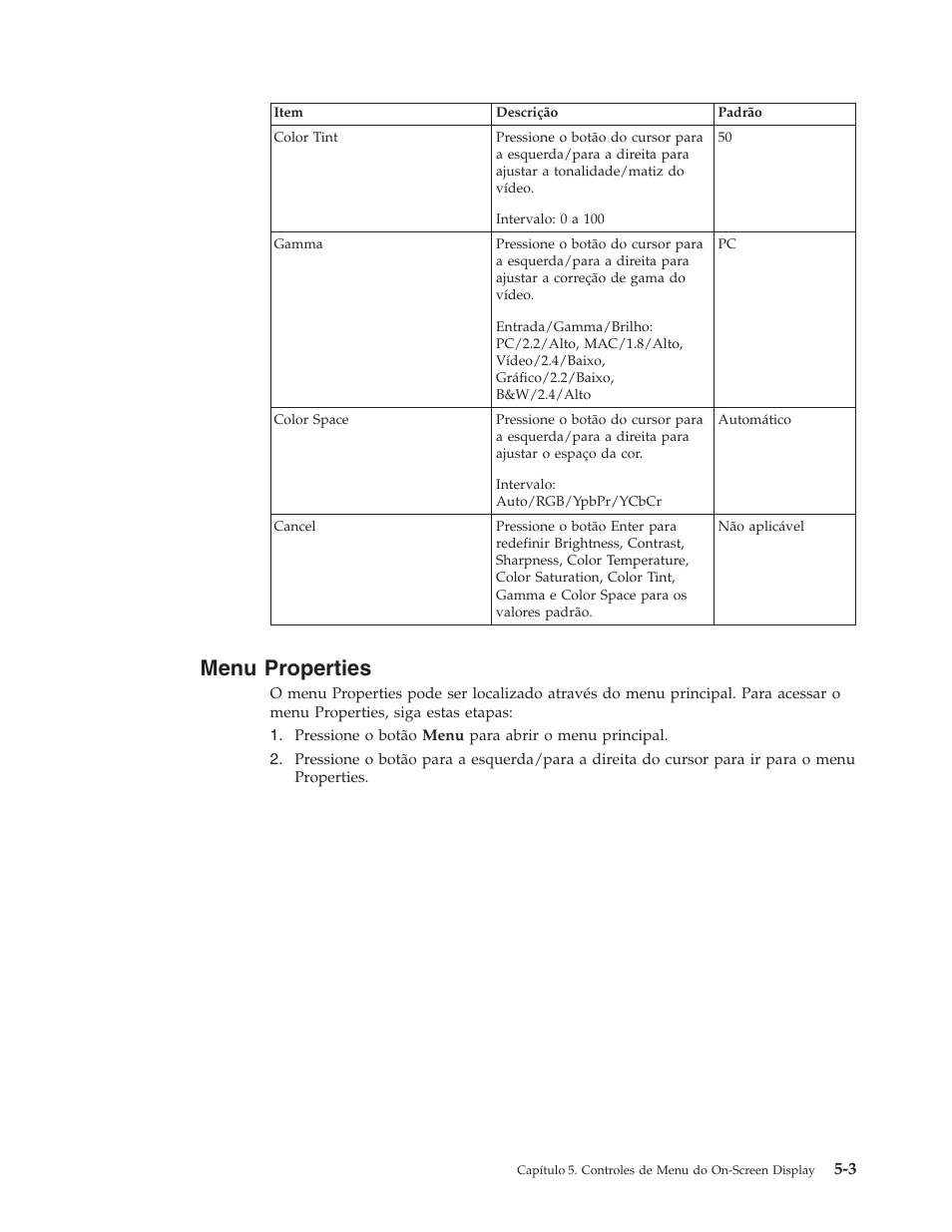 Menu properties, Menu, Properties | IBM C400 User Manual | Page 35 / 94