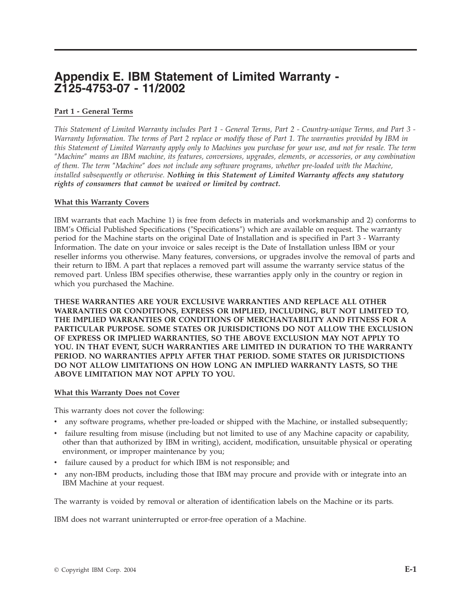 Appendix, Statement, Limited | Warranty, Z125-4753-07 | IBM 73P3309 User Manual | Page 43 / 64