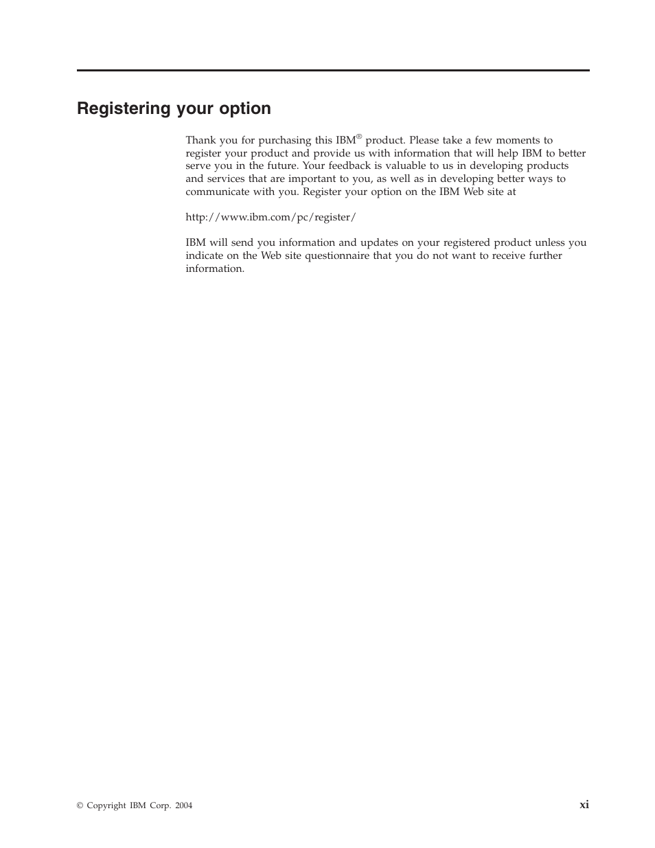 Registering your option, Registering, Your | Option | IBM M400 User Manual | Page 13 / 84