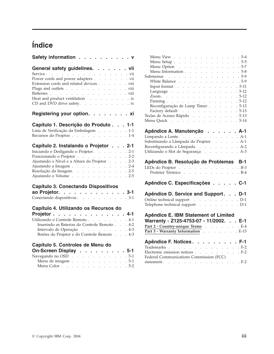 Índice | IBM M400 User Manual | Page 5 / 84