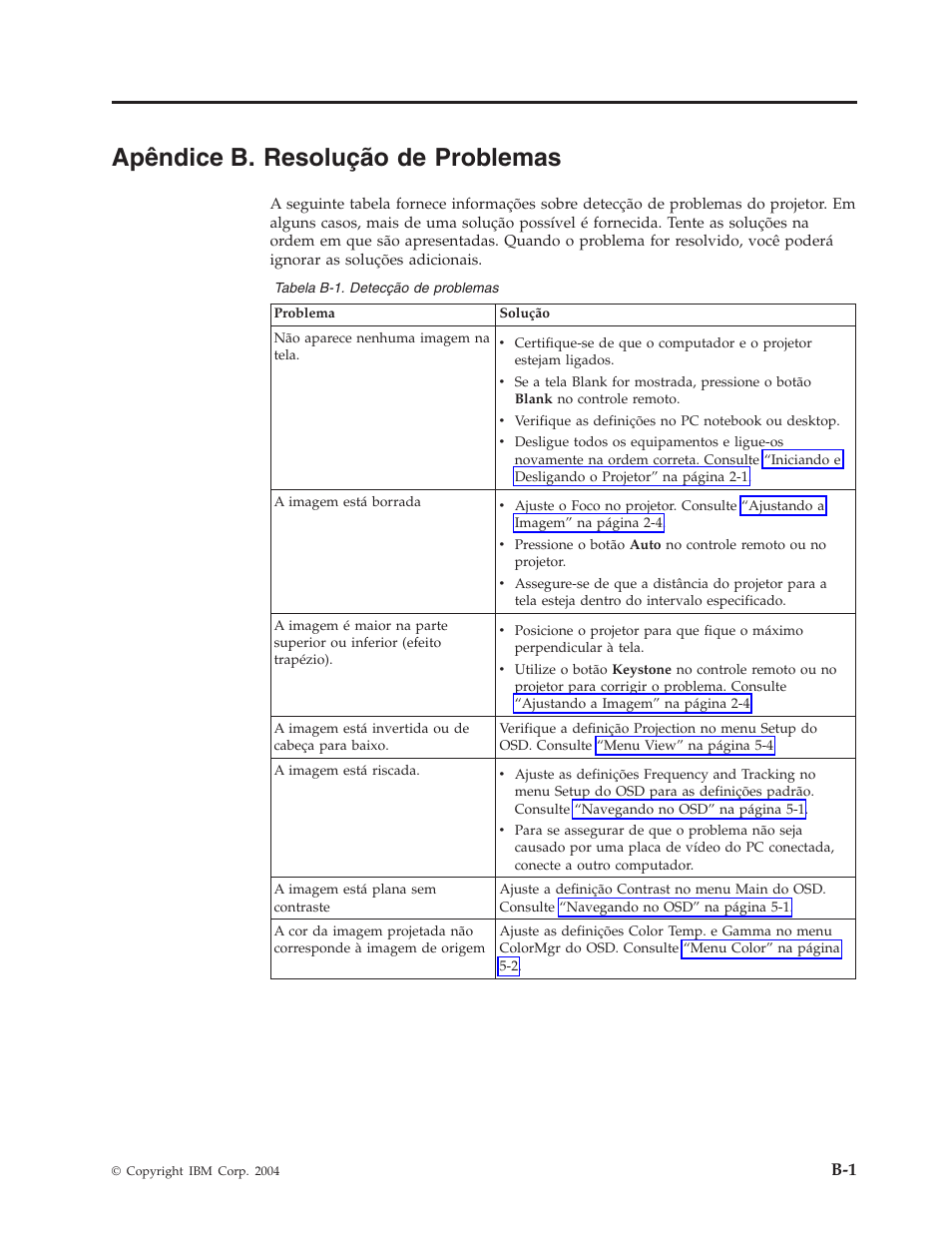 Apêndice b. resolução de problemas, Apêndice, Resolução | Problemas | IBM M400 User Manual | Page 51 / 84