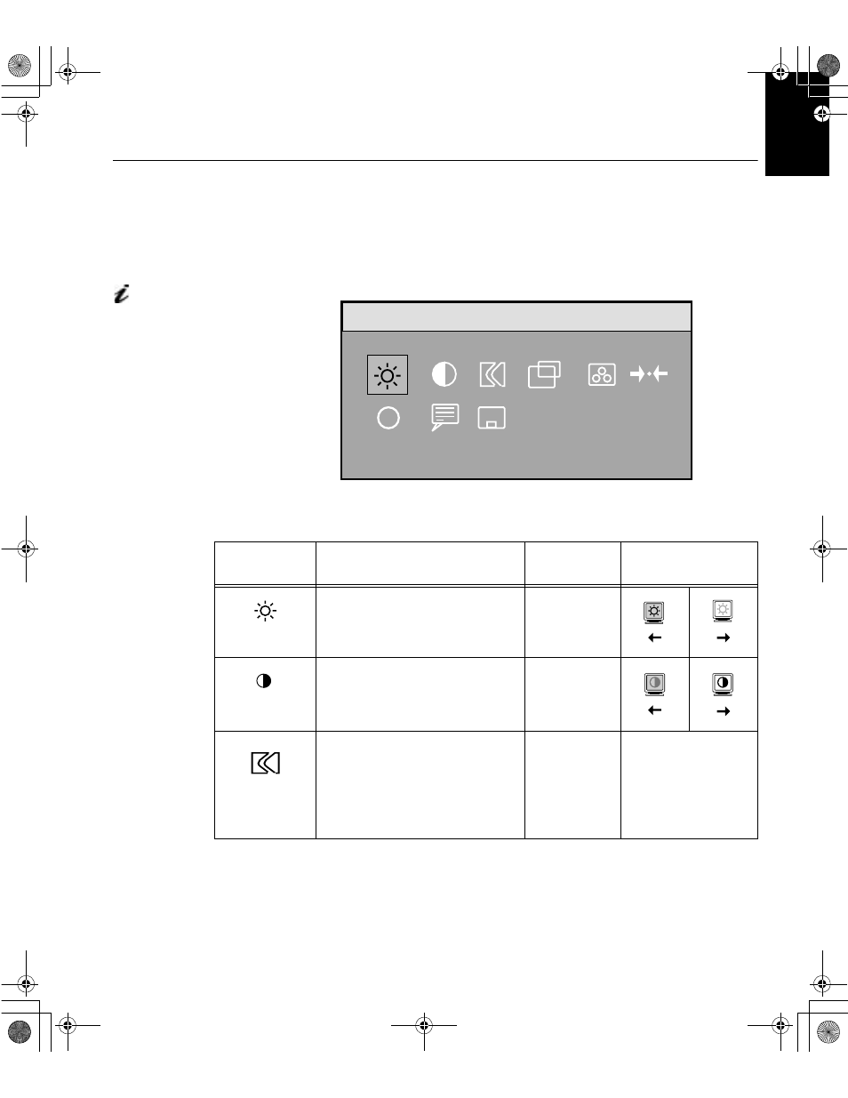 On-screen display (osd) controls, Ibrightness main menu | IBM 31P6260 User Manual | Page 17 / 29